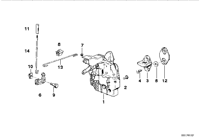 1987 BMW 325i Locking System, Door Diagram 2