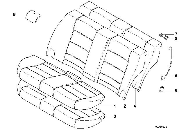 2000 BMW 323i Cover Backrest, Leather Diagram for 52208225912