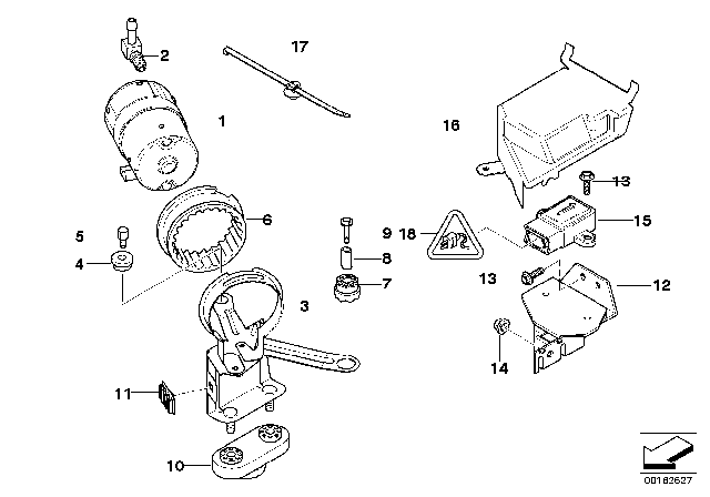 2003 BMW 330xi DSC Compressor / Sensor / Mounting Parts Diagram