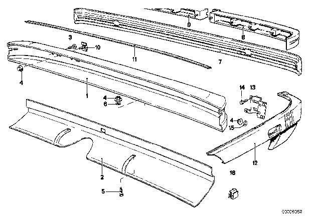 1987 BMW M6 Bumper, Rear Diagram 1