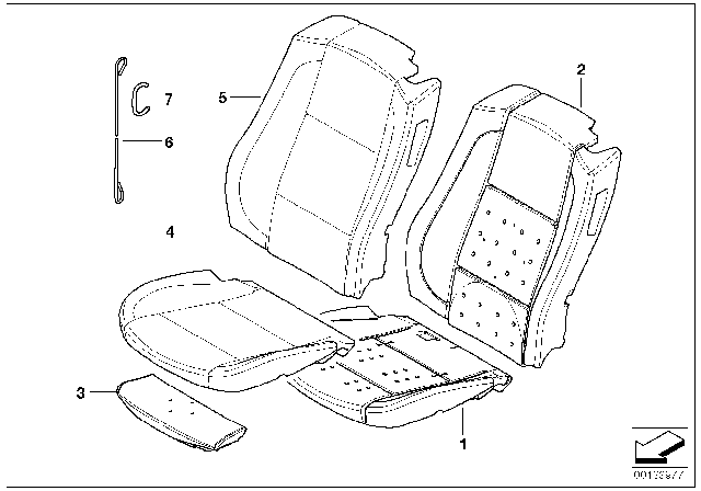 2008 BMW 650i Leather Cover Sport Backrest Right Diagram for 52109143086