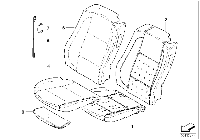 2008 BMW 650i Sports Seat Cover Leather Right Diagram for 52107077768