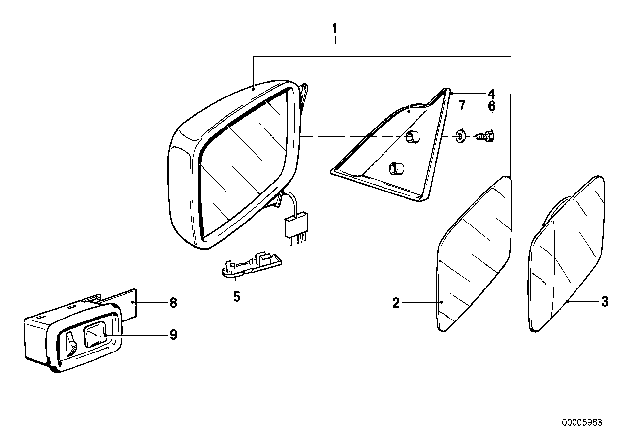 1988 BMW M5 Outside Mirror Diagram