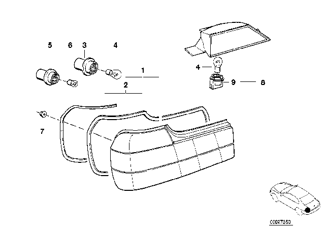 1991 BMW 735i Tail Light, Right Diagram for 63211379498