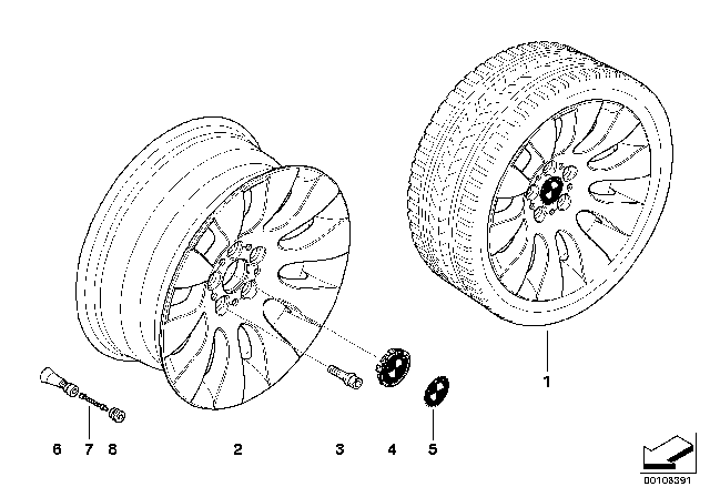 2007 BMW 750Li BMW Alloy Wheel, Ellipsoid Styling Diagram