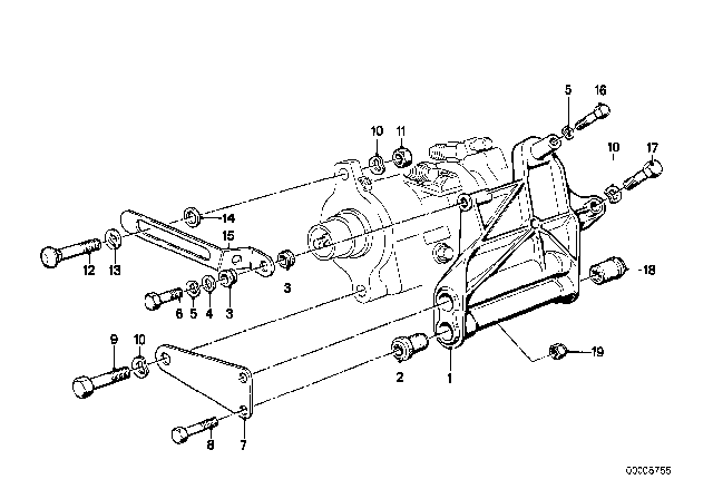 1980 BMW 320i Air Conditioning Compressor Mounting Parts Diagram 2
