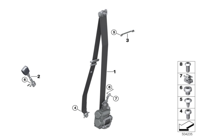 2020 BMW X7 Lower Strap 1St Seat Row Diagram for 72117435665