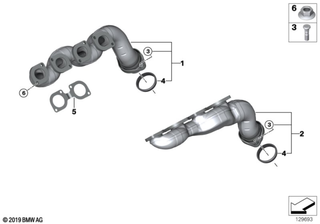 2006 BMW X5 Exhaust Manifold Diagram for 11627525076