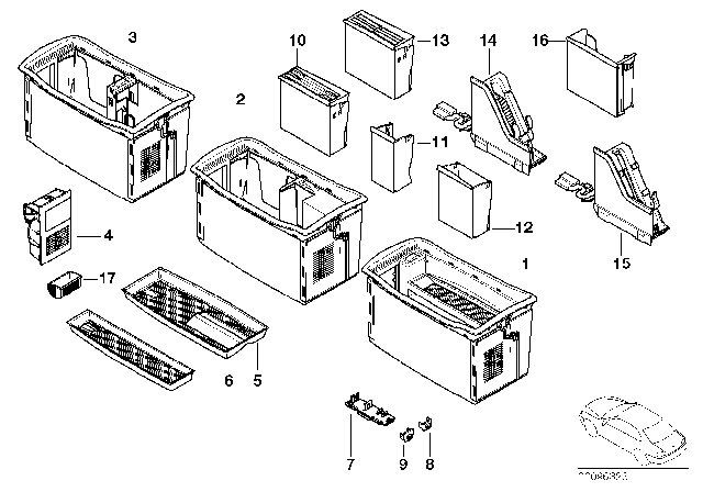 2002 BMW 745Li Storage Compartment, Centre Console Diagram
