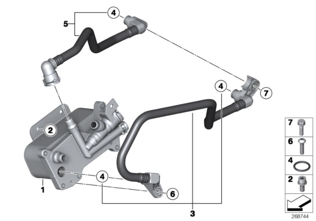 2012 BMW 528i Transmission Oil Cooler Line, Return Diagram for 17227634582