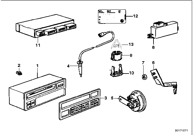 1993 BMW 850Ci Multi-Information Display Diagram for 62136914687