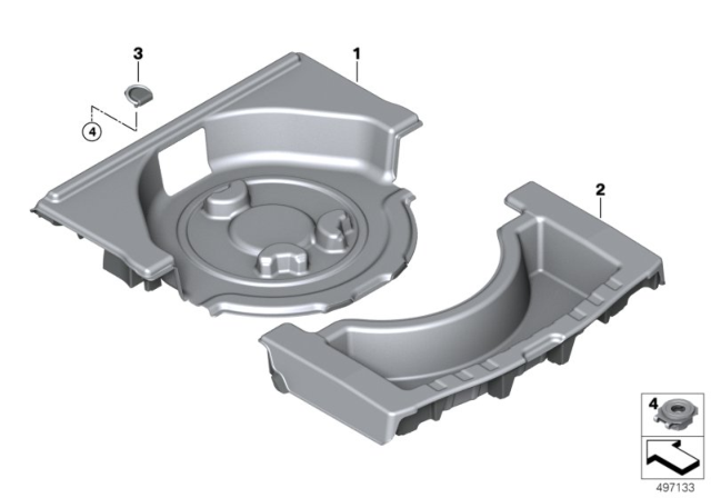 2020 BMW 330i xDrive Storage Tray, Luggage-Compartment Floor Diagram