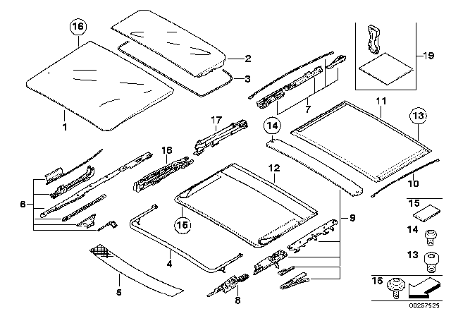 2003 BMW X5 Supended Headliner, Rear Diagram for 54137128715