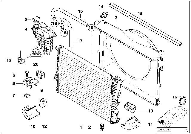 2000 BMW M5 Radiator / Expansion Tank / Frame Diagram