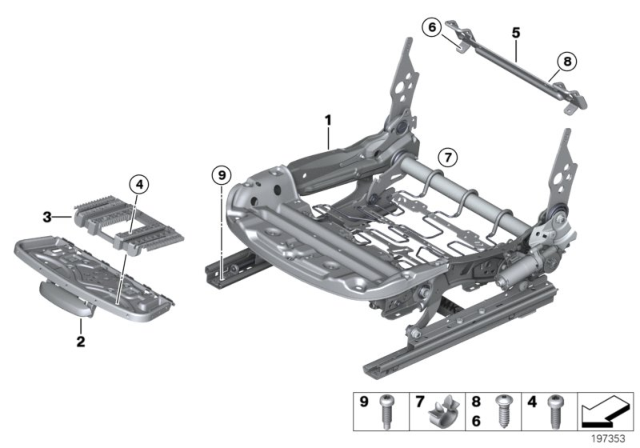 2016 BMW Z4 Seat, Front, Seat Frame Diagram 2