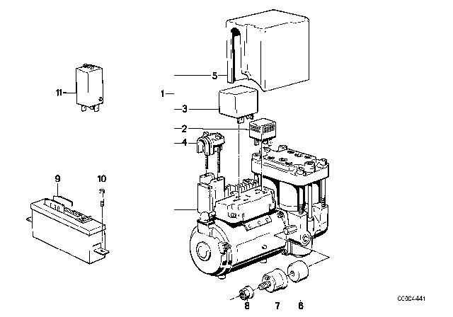 1994 BMW 740iL Anti Block System - Control Unit Diagram