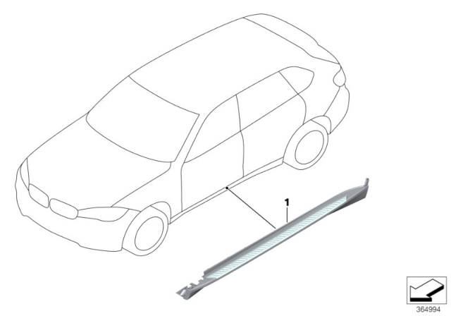 2018 BMW X5 Retrofit, Aluminum Running Board Diagram