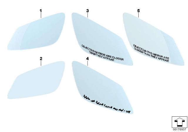 2016 BMW 550i Mirror Glass Diagram 1