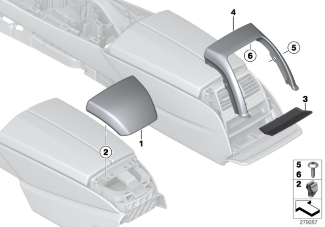 2013 BMW 650i Mounting Parts, Centre Console, Rear Diagram