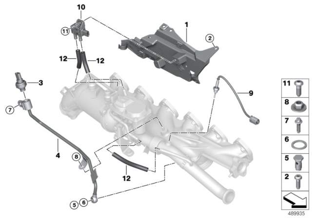 2018 BMW 540d xDrive Exhaust Pressure Sensor Diagram for 13628570936