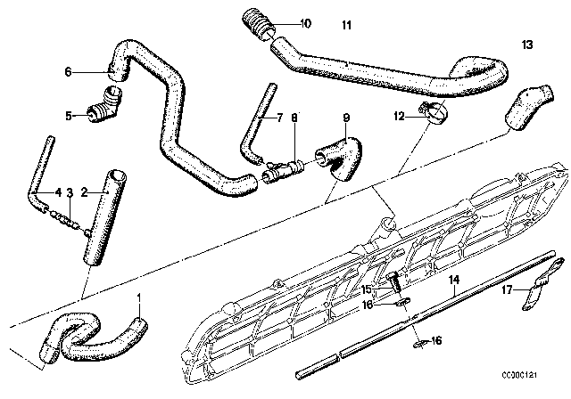 1982 BMW 733i Crankcase - Ventilation Diagram