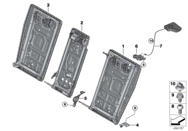 2020 BMW 330i Seat, Rear, Seat Frame Diagram 2