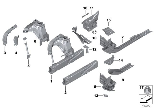 2020 BMW 330i RIGHT CENTRE ENGINE SUPPORT Diagram for 41007432652