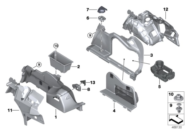 2018 BMW 330e Lateral Trim Panel Diagram