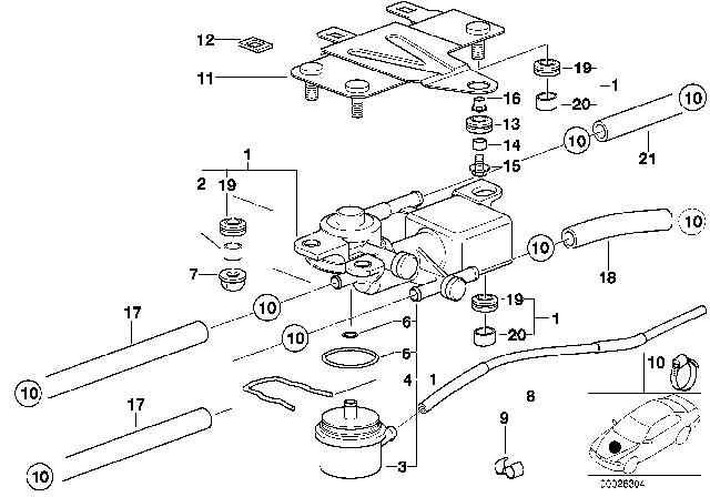 1999 BMW 328i Holder, 3/2-Way Control Valve Diagram for 13311435408