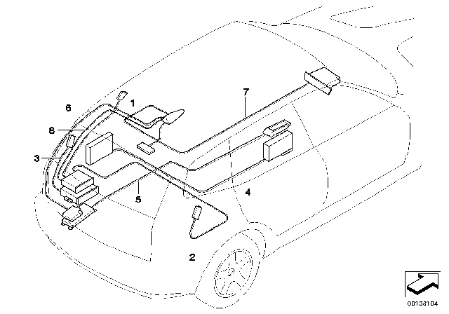 2006 BMW X3 Aerial Lead Eject Box/Compensator Diagram for 61113415119