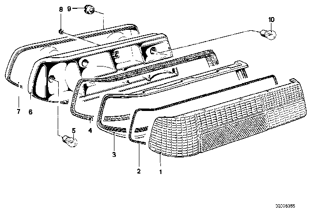 1989 BMW 635CSi Rear Light Diagram 2