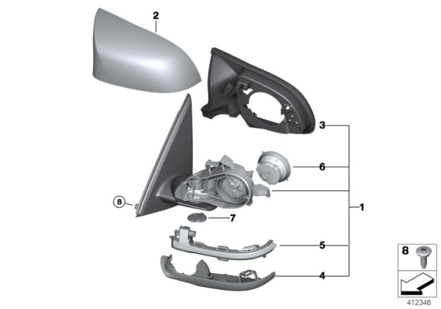 2015 BMW X5 M Exterior Mirror Without Glass, Heated, Left Diagram for 51168061703