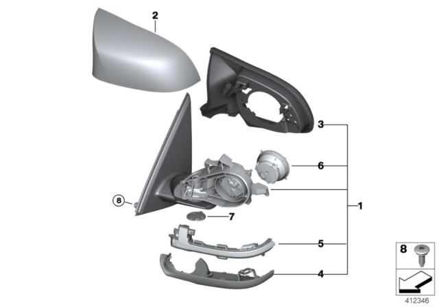 2015 BMW X6 M Outside Mirror Cover Cap, Primed, Left Diagram for 51168061707