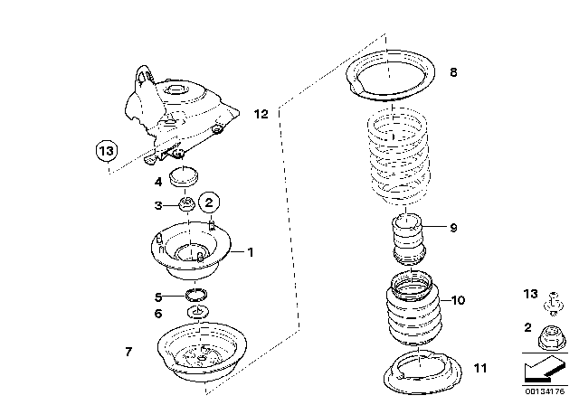 2008 BMW 550i Guide Support / Spring Pad / Attaching Parts Diagram