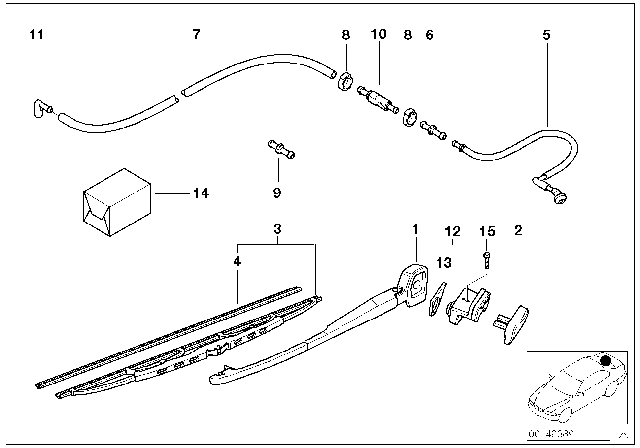 2002 BMW 540i Single Parts For Rear Window Cleaning Diagram