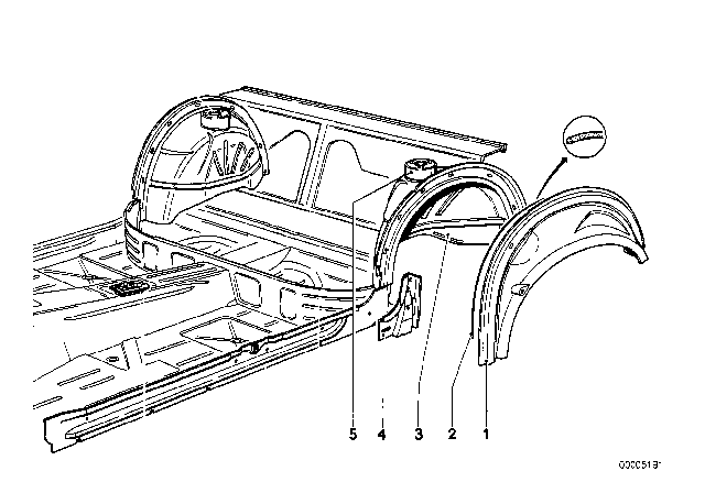 1977 BMW 530i Wheel Arch Rear Diagram