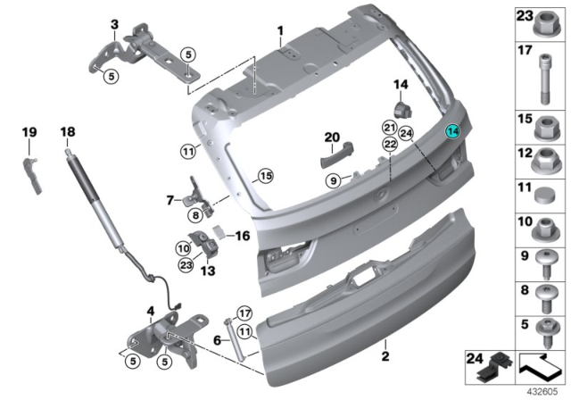 2017 BMW X5 M Trunk Lid Diagram