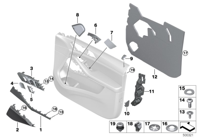 2019 BMW X7 Mounting Parts, Door Trim Panel Diagram 1