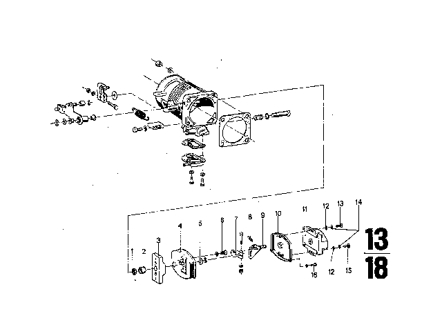 1976 BMW 3.0Si Throttle Housing Assy Diagram 3