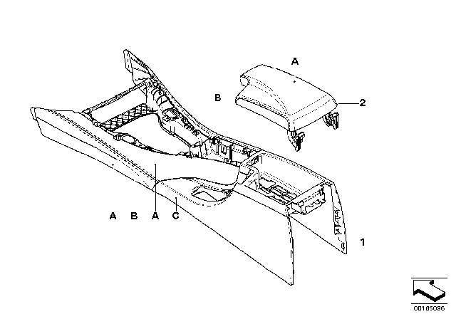 CENTER CONSOLE, LEATHER Diagram for 51167979202