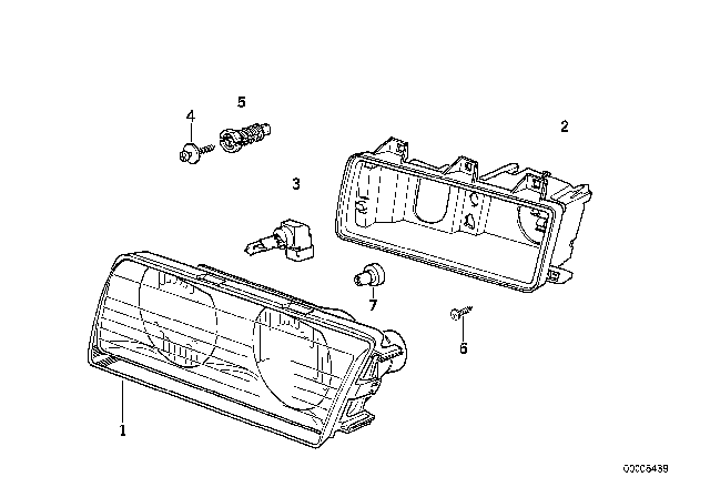 1996 BMW 318i Single Components For Headlight Diagram