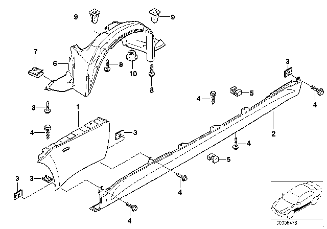 2001 BMW Z3 M Front Side Panel / Entrance Diagram