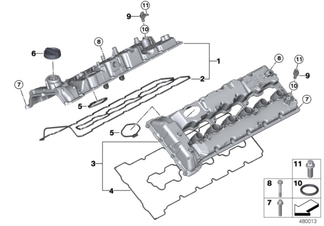 2019 BMW M760i xDrive Cylinder Head Cover Diagram for 11128634949