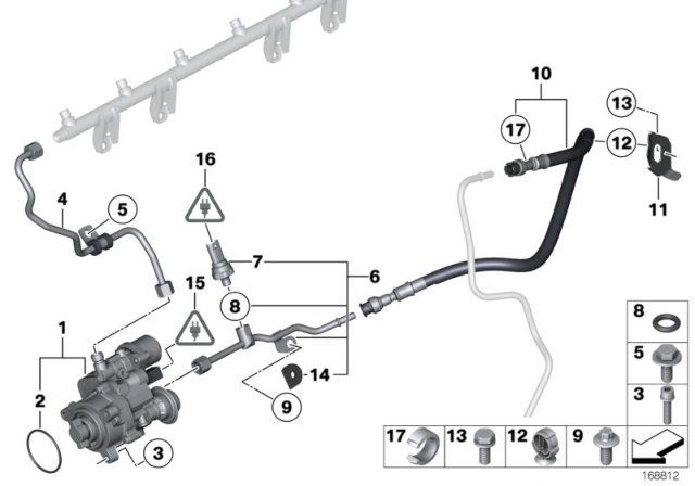 2010 BMW 535i xDrive High-Pressure Pump / Tubing Diagram
