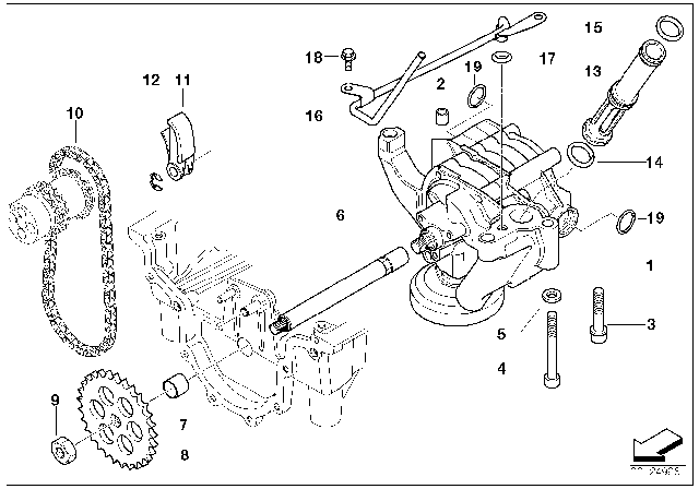 2002 BMW Z8 Lubrication System / Oil Pump With Drive Diagram