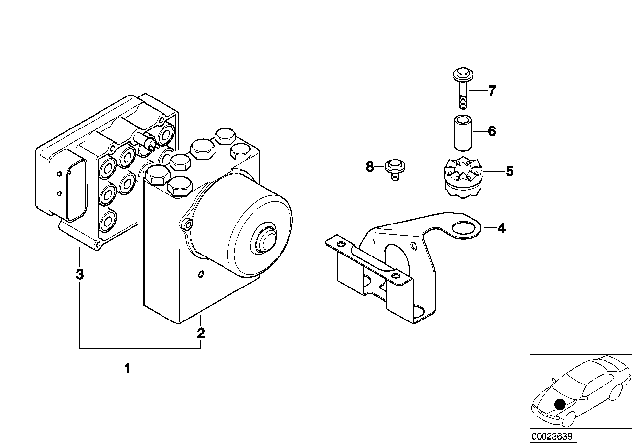 2002 BMW Z3 ASC Hydro Unit / Control Unit / Support Diagram