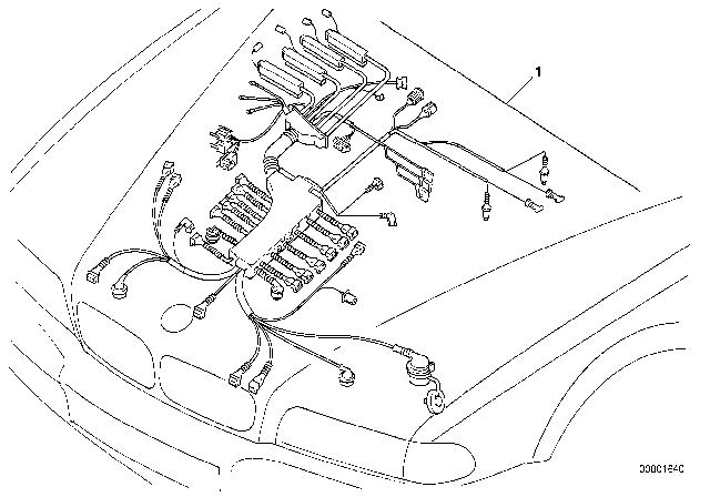 1998 BMW 750iL Engine Wiring Harness Dme+Ags Diagram for 12511745337