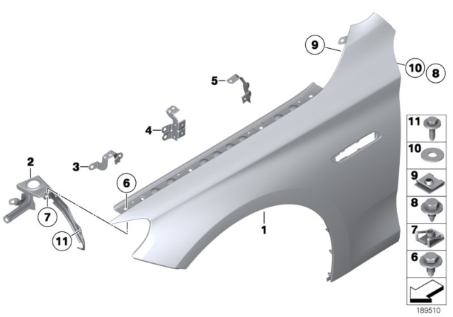 2013 BMW 535i GT Side Panel Bracket, Front Left 4 Diagram for 41357230573