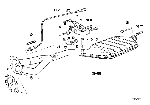 1991 BMW 318i Catalytic Converter Diagram for 18301723758