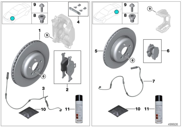 2017 BMW 540i xDrive Service, Brakes Diagram 1